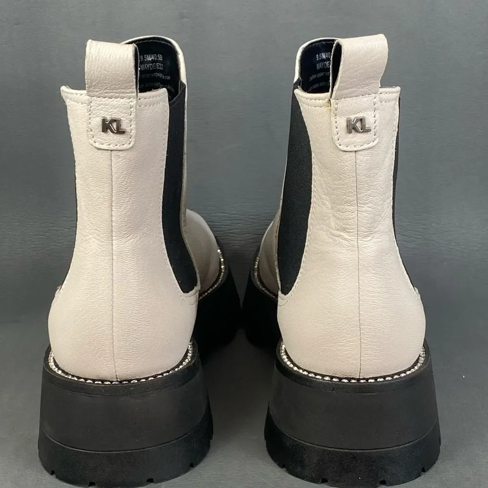 Karl Lagerfeld Paris Women's Classic Mayde Leather Lug-Sole Ankle Boot size  9.5 - Picture 3 of 11